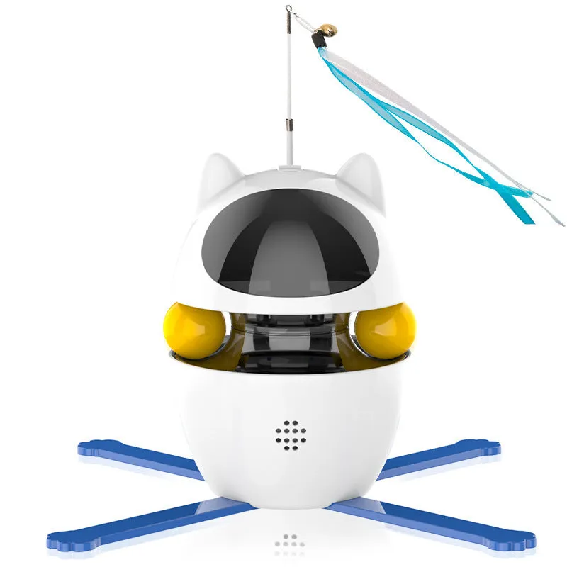 Automatic cat toy set with smart stick and spill ball in apricot colour, with telescopic rod and base bracket