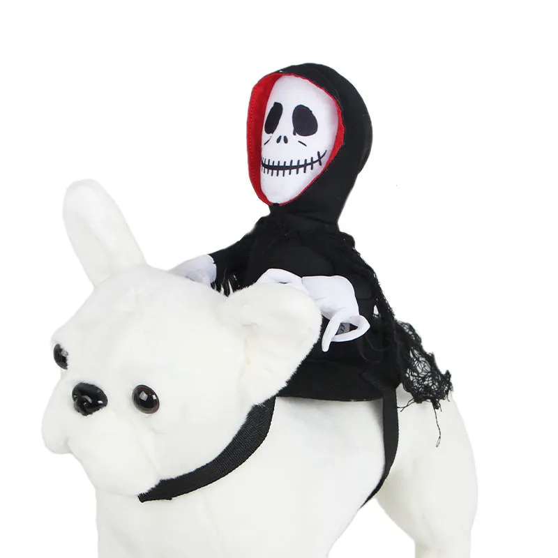 Black polyester Halloween teddy cape for cats and small dogs, shown flat on a surface