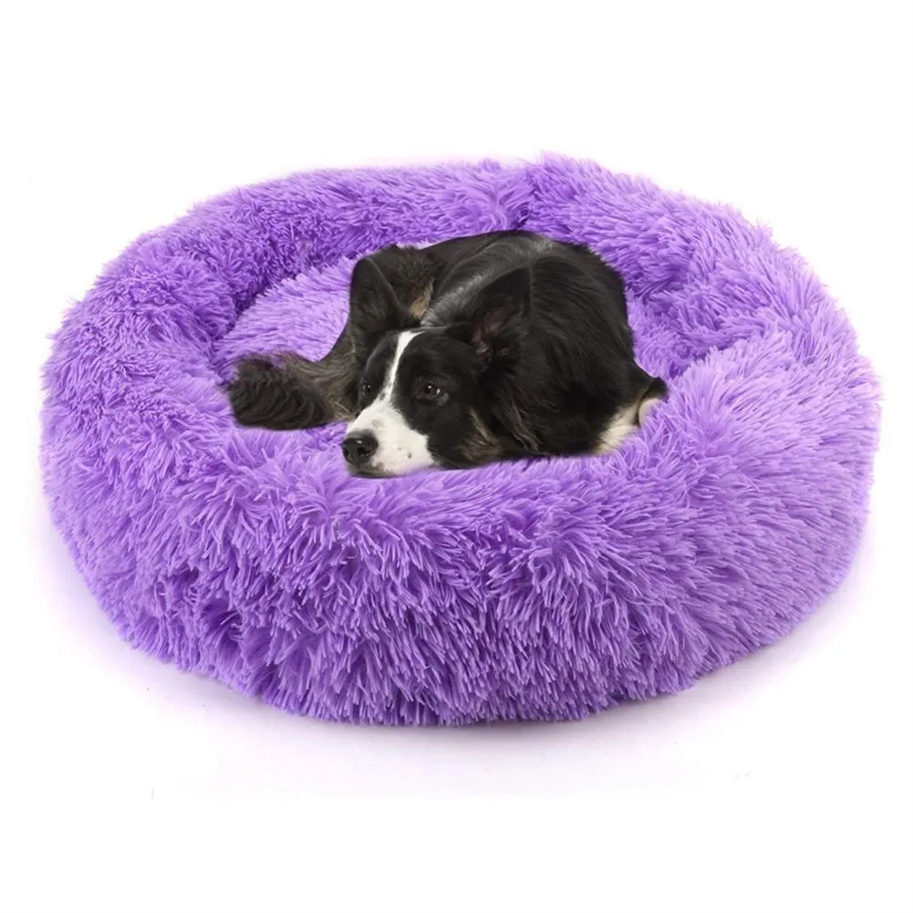 Round long velvet pet nest in rainbow gradient colour, suitable for dogs and cats, 40cm to 120cm diameter