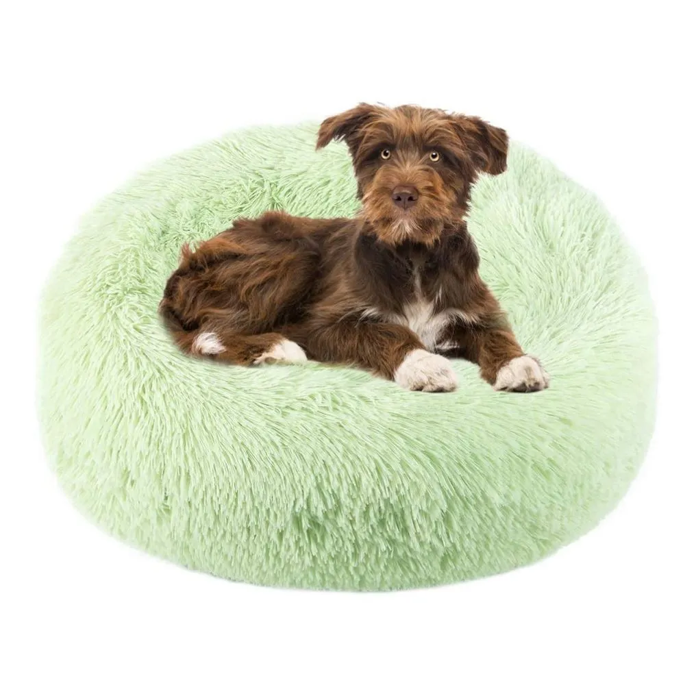 Round long velvet pet nest in rainbow gradient colour, suitable for dogs and cats, 40cm to 120cm diameter