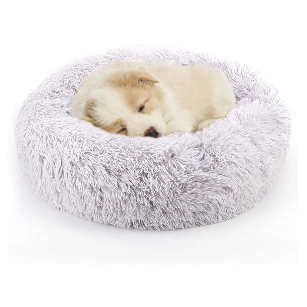Round long velvet pet nest in rainbow gradient colour, suitable for dogs and cats, 40cm to 120cm diameter