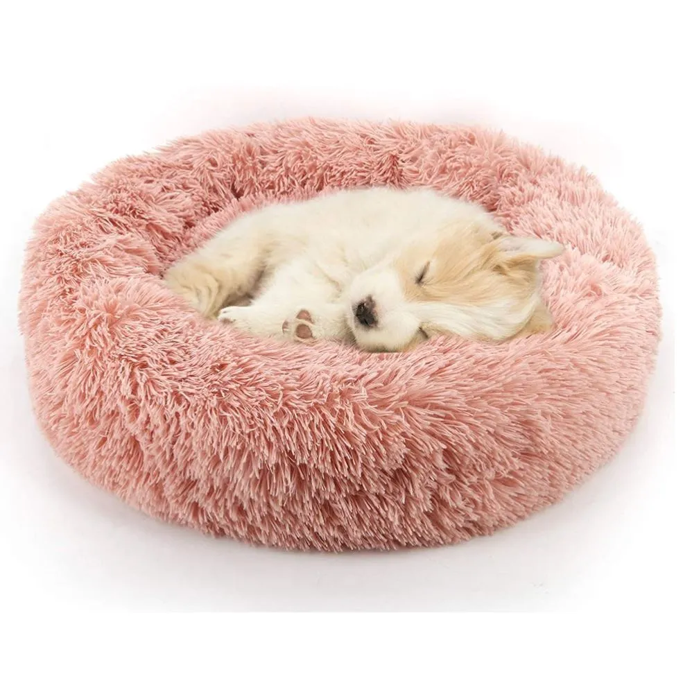 Round long velvet pet nest in rainbow gradient colour, suitable for dogs and cats, 40cm to 120cm diameter