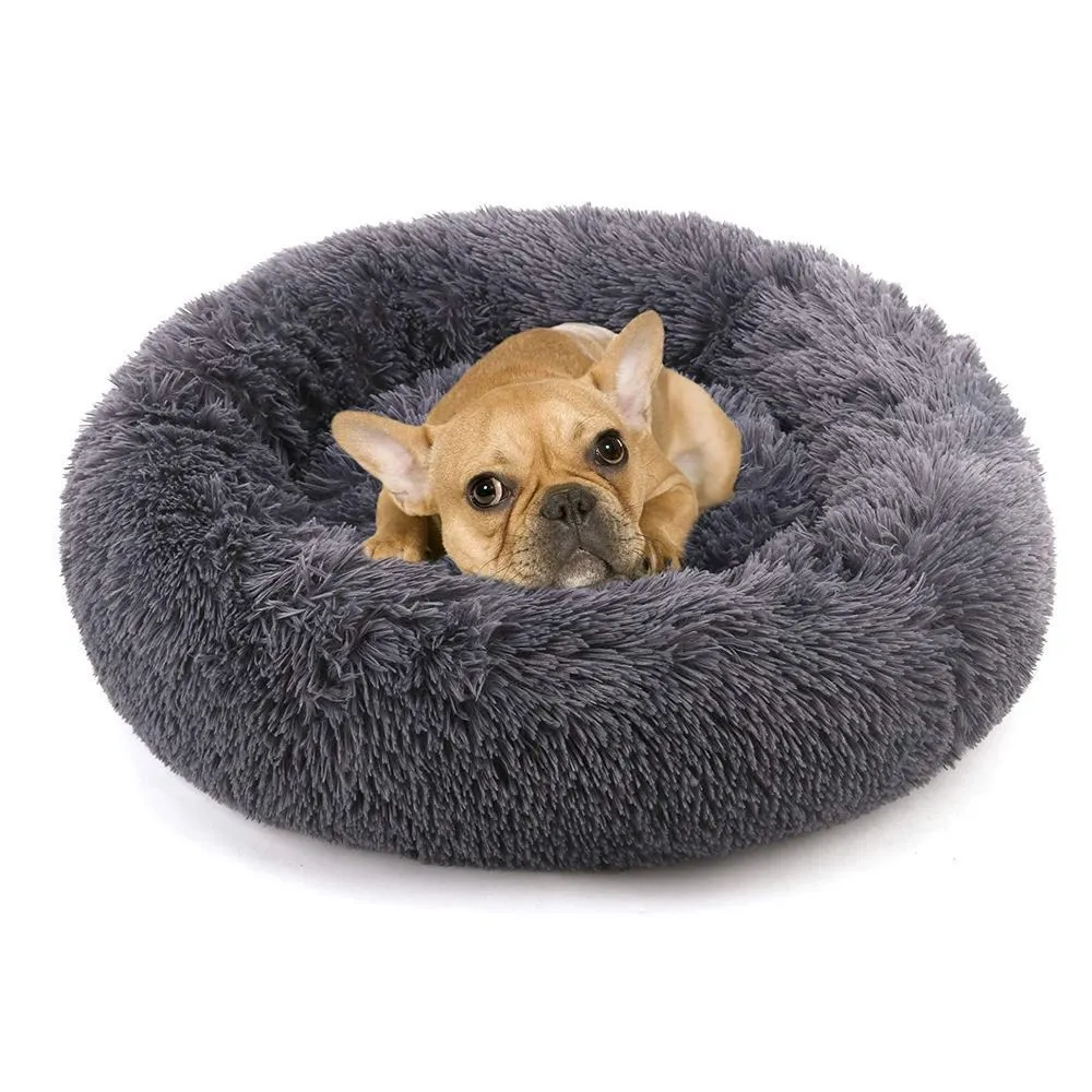 Round long velvet pet nest in rainbow gradient colour, suitable for dogs and cats, 40cm to 120cm diameter