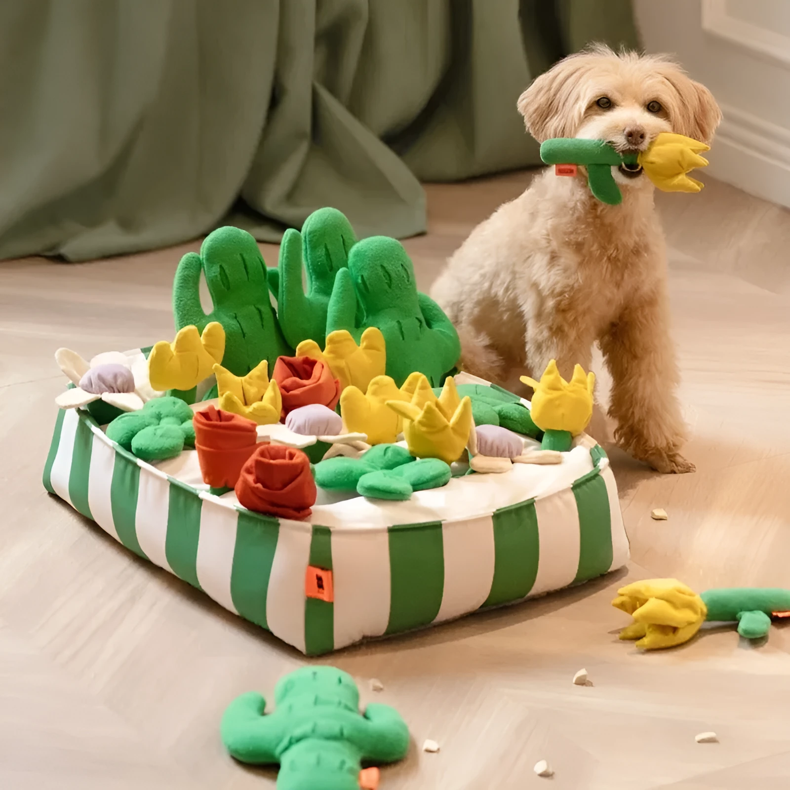 Pet dog food leakage educational toy set with 18-piece Music Garden in Le Smell Garden colour, 40x50x26cm, made from velvet and fleece