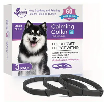 Pet calming collar in plastic material with plain design for cats or dogs 3 pack