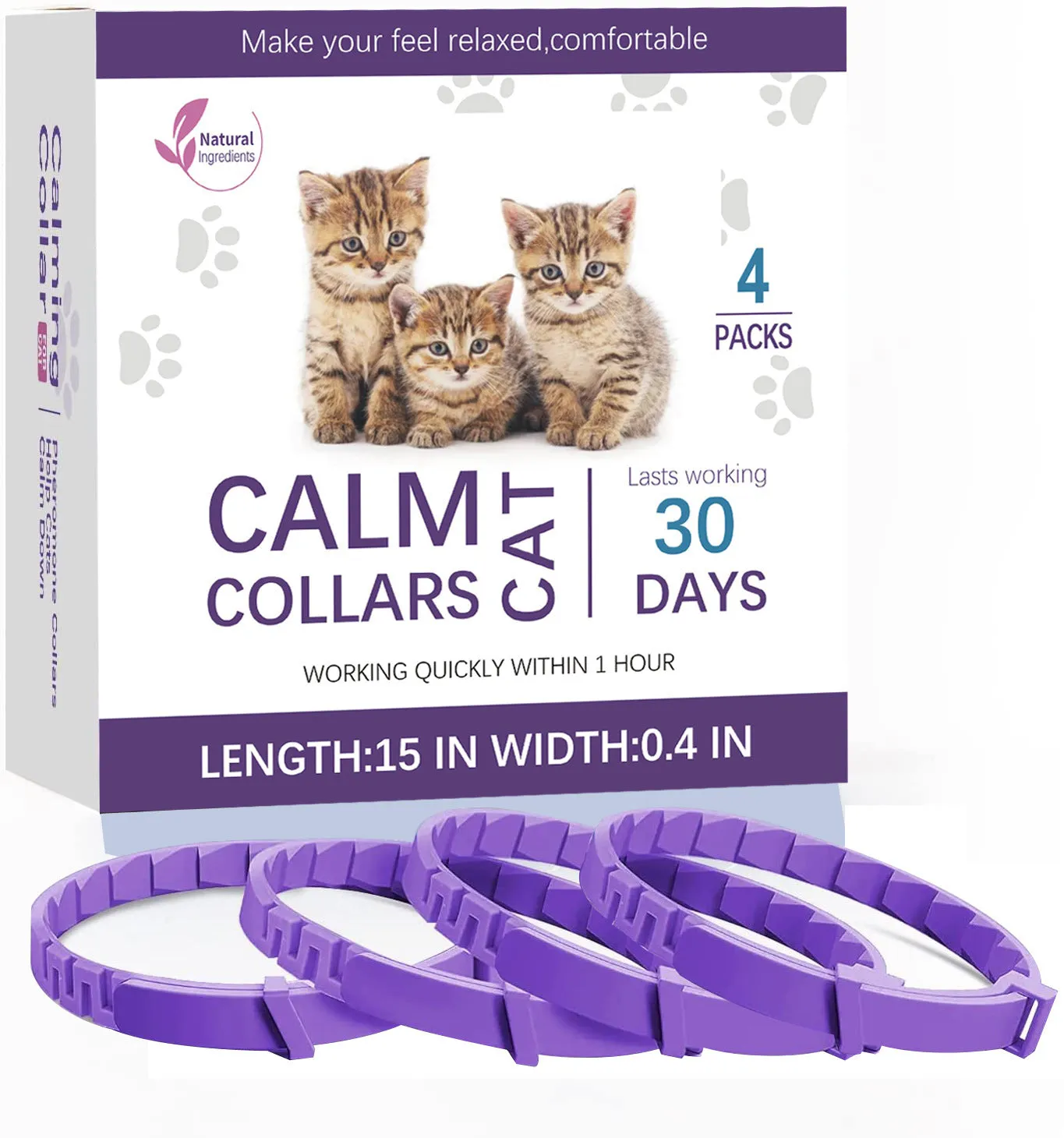 Pet calming collar in plastic material with plain design for cats or dogs 3 pack