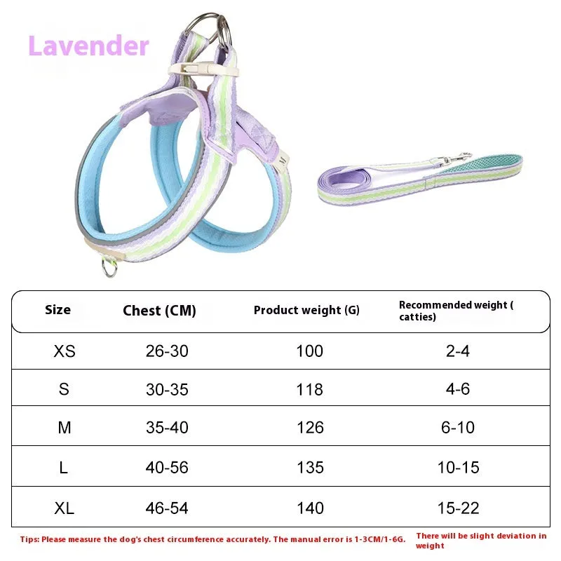 Y-shaped polyester dog harness with 1.4 metre walking rope in multiple colour options