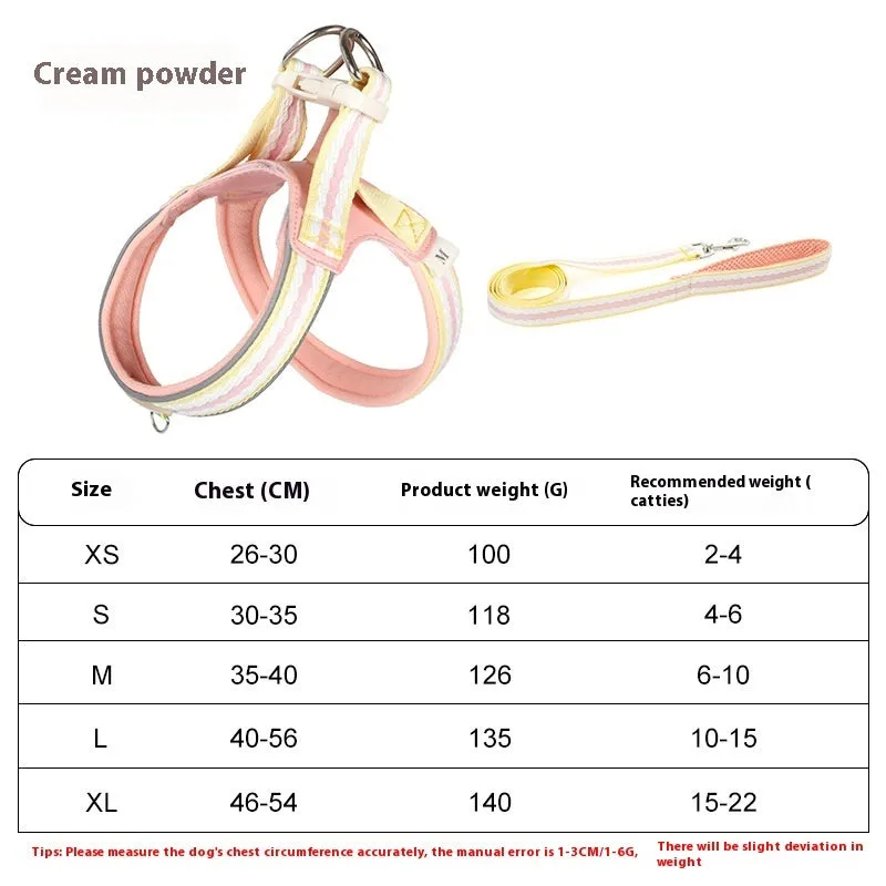 Y-shaped polyester dog harness with 1.4 metre walking rope in multiple colour options