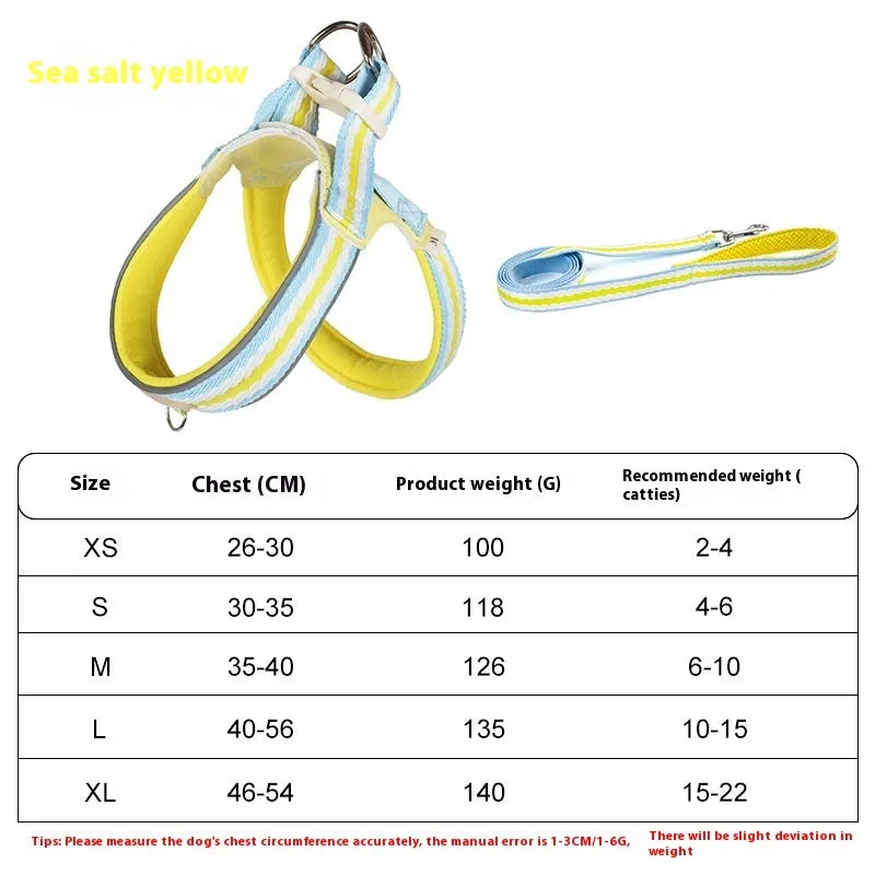 Y-shaped polyester dog harness with 1.4 metre walking rope in multiple colour options