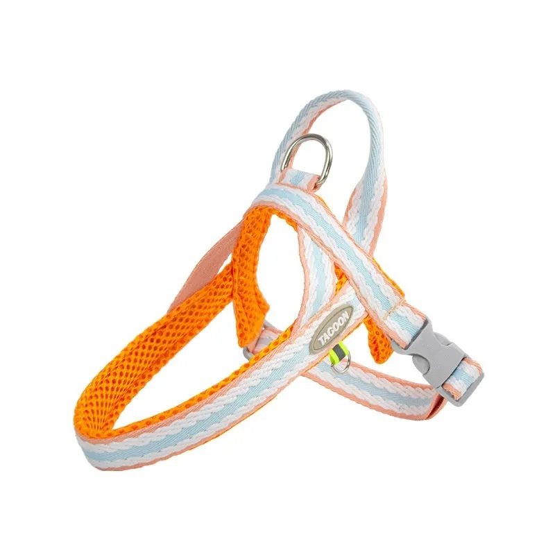 Y-shaped polyester dog harness with 1.4 metre walking rope in multiple colour options
