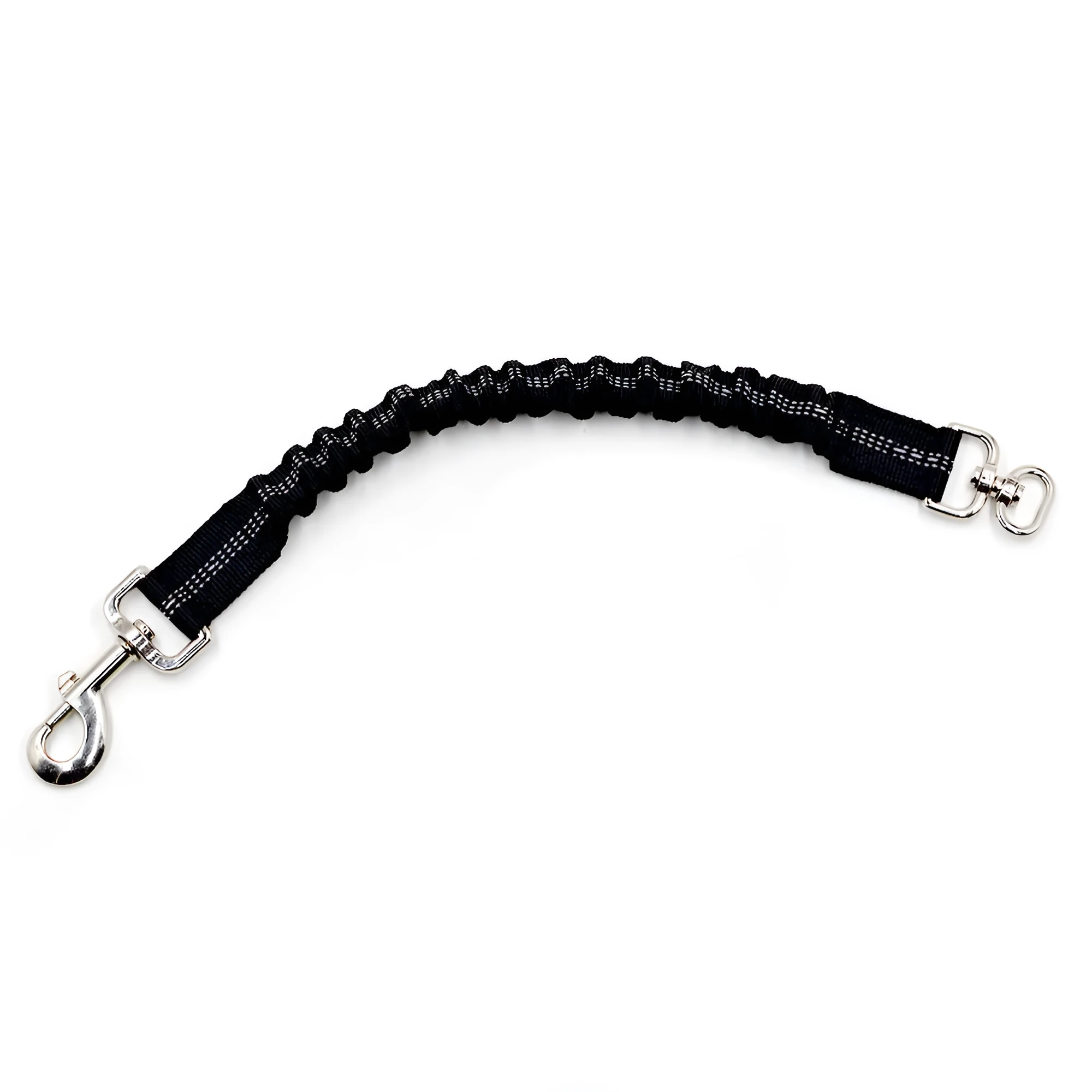 Reflective elastic nylon dog leash extension in black 2.5x37-45cm with scalable design