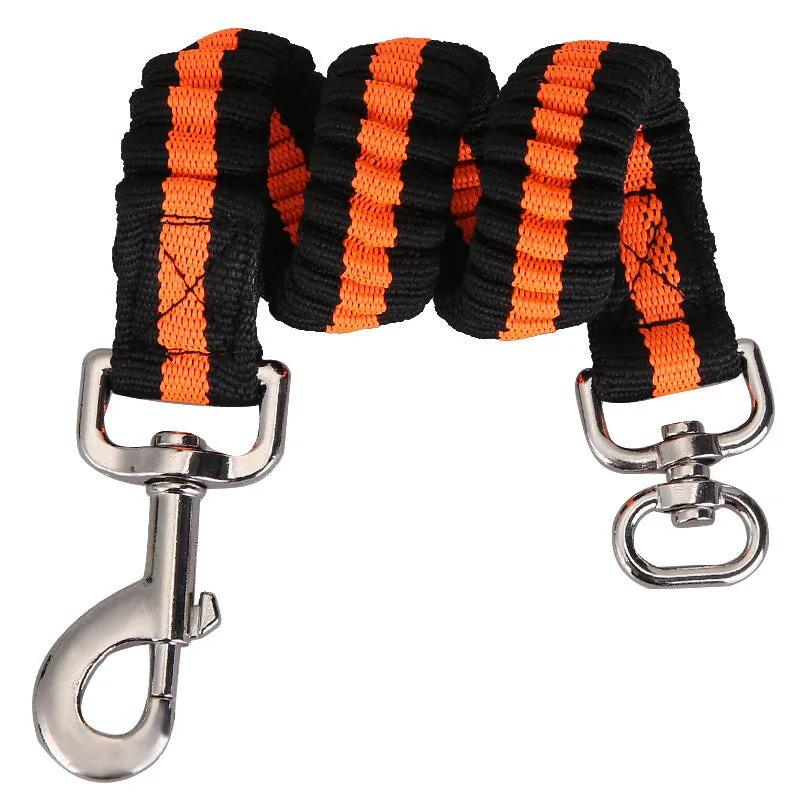 Reflective elastic nylon dog leash extension in black 2.5x37-45cm with scalable design