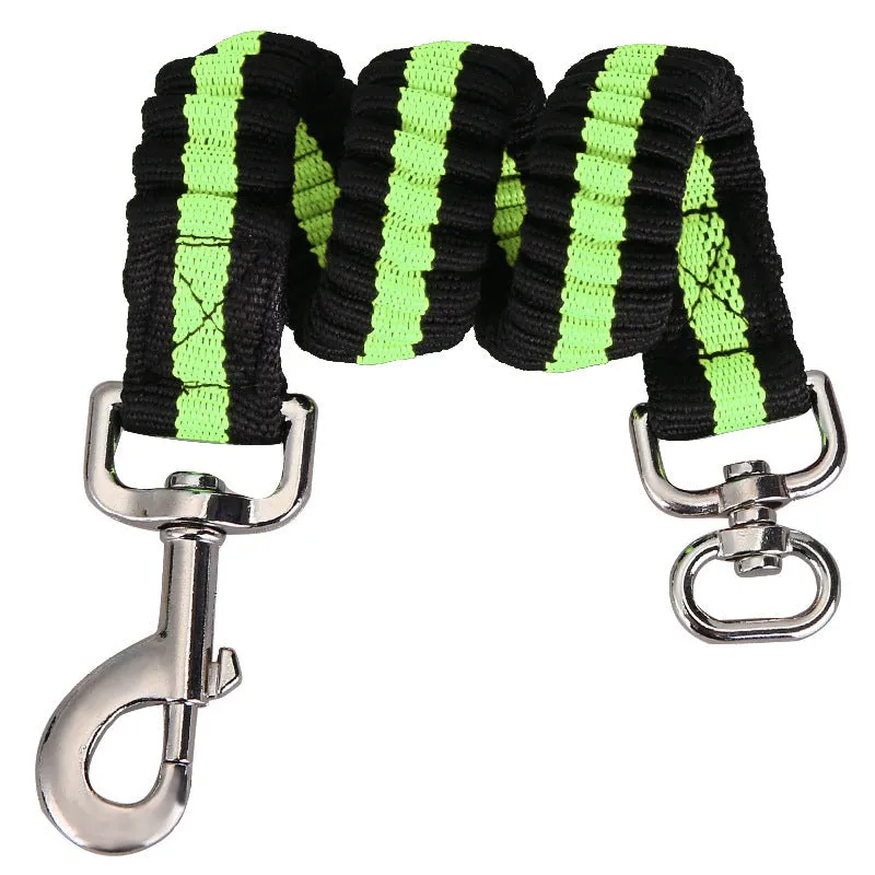 Reflective elastic nylon dog leash extension in black 2.5x37-45cm with scalable design