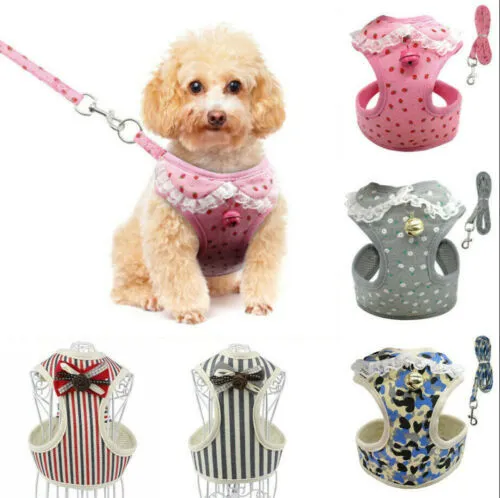 Pet cute chest strap breathable tank top style dog harness in fibre material
