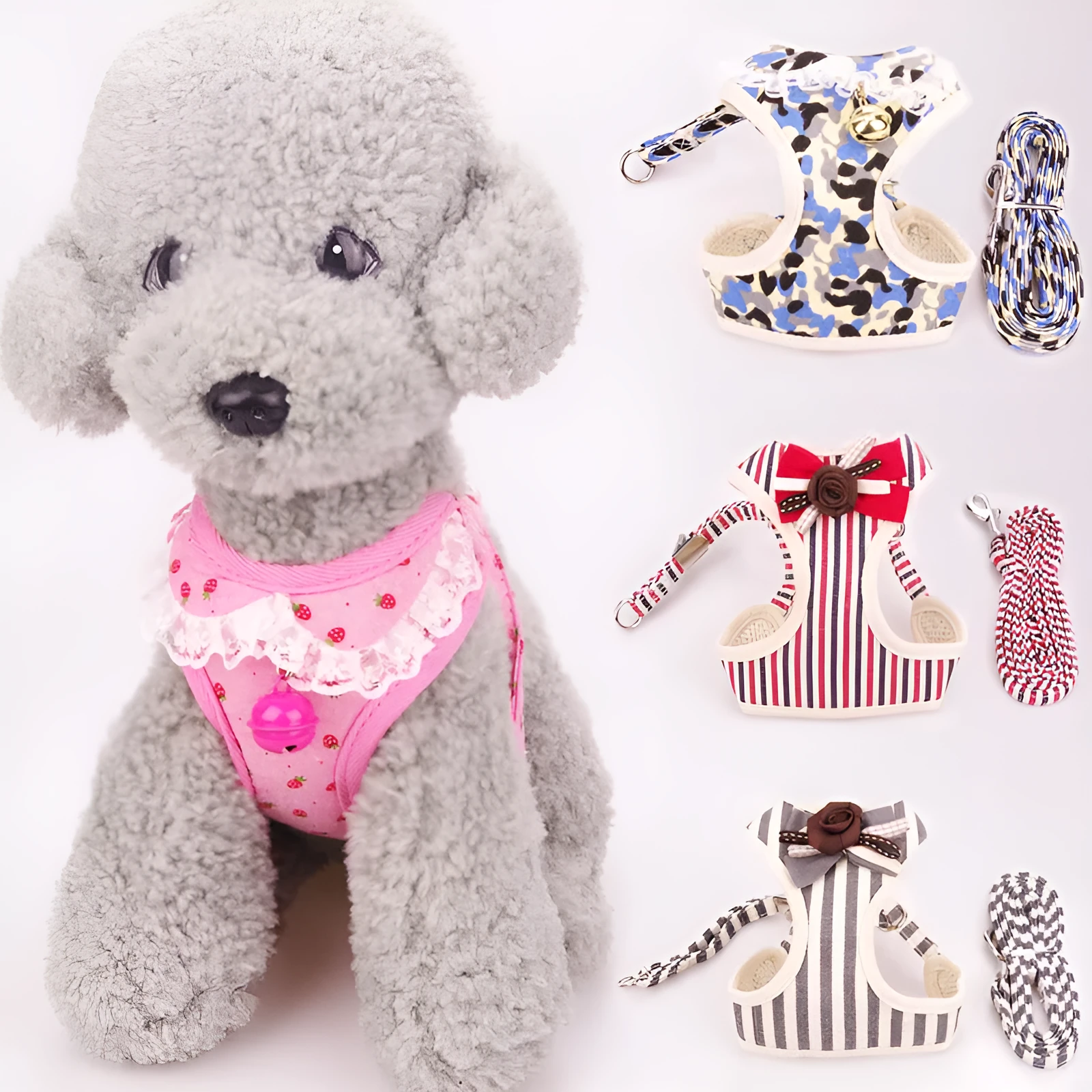 Pet cute chest strap breathable tank top style dog harness in fibre material