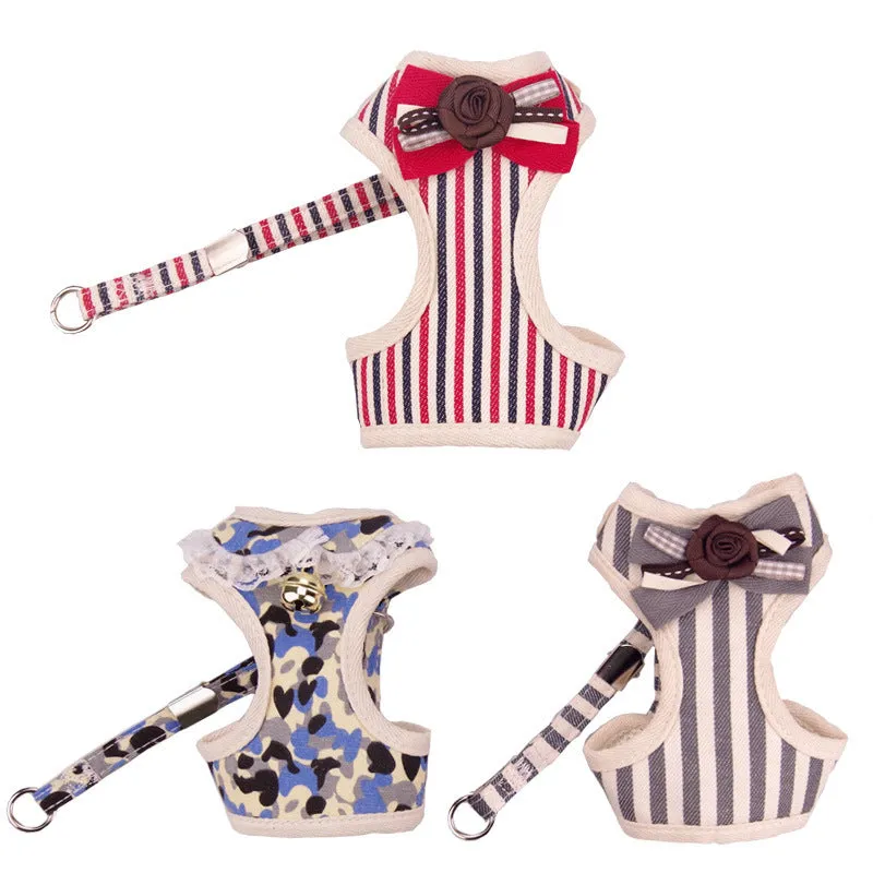 Pet cute chest strap breathable tank top style dog harness in fibre material