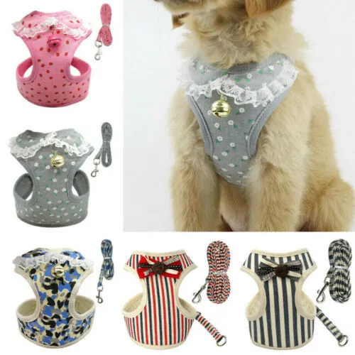 Pet cute chest strap breathable tank top style dog harness in fibre material