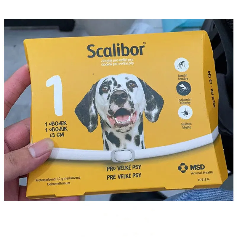 Large grey scalibor dog flea deworming collar made from mohair material for insect repellent use