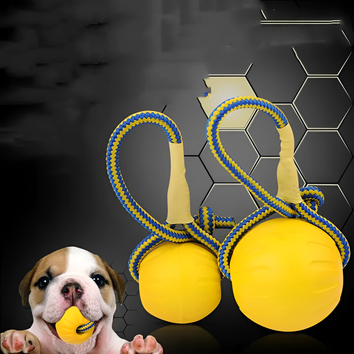 EVA floating dog training ball with rope in 7cm small size for puppy fetch and chew play