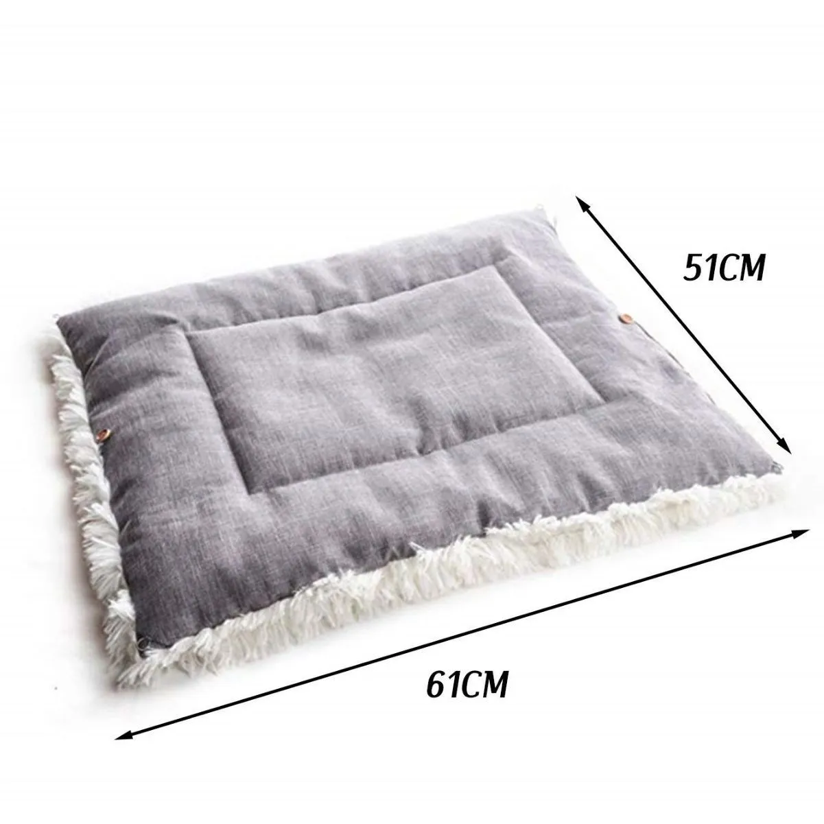 Grey pet blanket nest with long fluffy plush and black non-slip bottom for cats and dogs