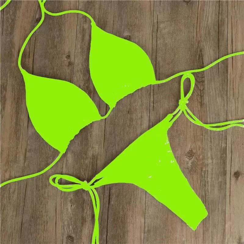 Halter neck tie bikini in milk silk fabric with split side ties, available in multiple colours and sizes S to XL