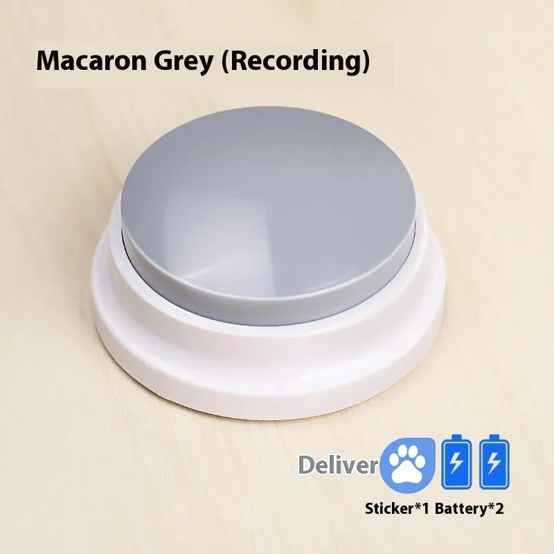 Plastic pet communication button dog voice toy in recording macaron purple on a flat surface
