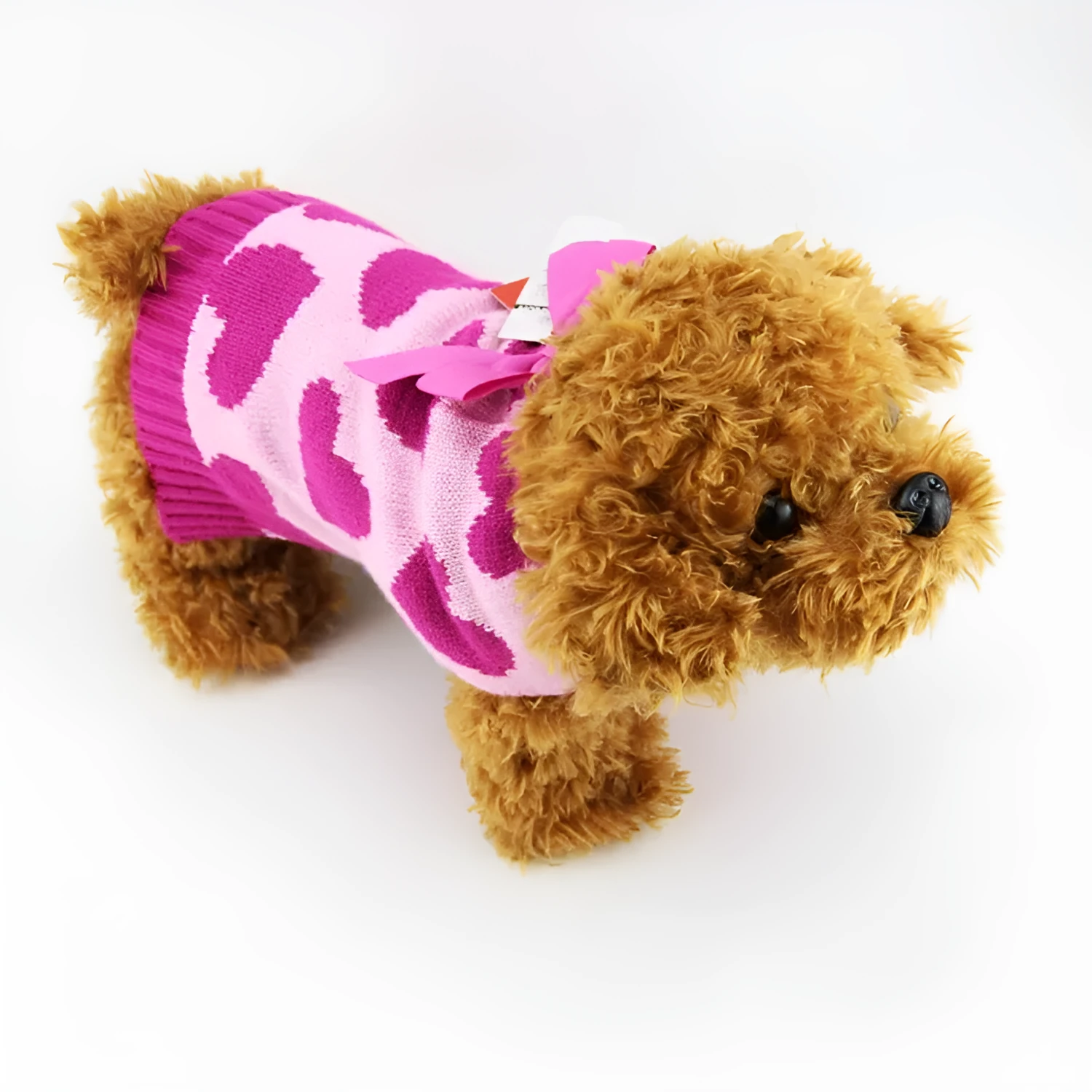 Dog autumn winter pet sweater in rose love colour acrylic knit for small and medium dogs
