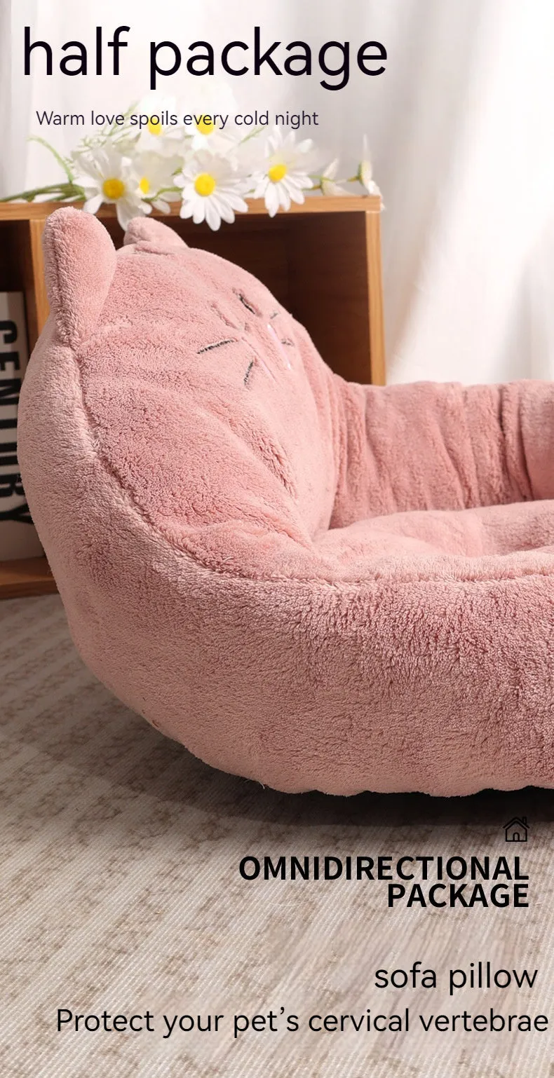 Cloth cat bed dog bed kennel 45x43x25cm in Cat Red colour on floor