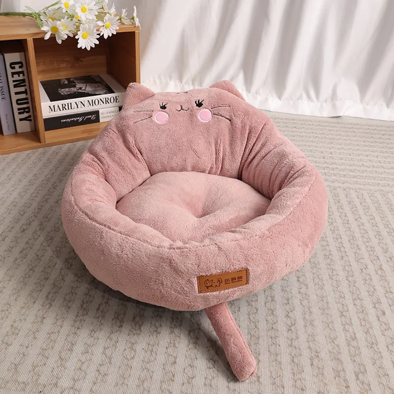 Cloth cat bed dog bed kennel 45x43x25cm in Cat Red colour on floor