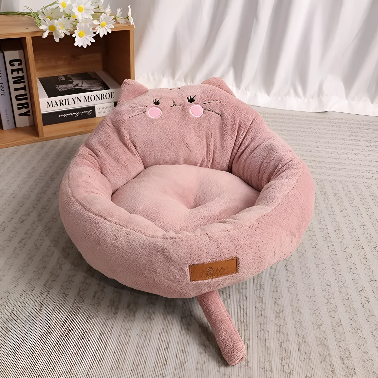 Cloth cat bed dog bed kennel 45x43x25cm in Cat Red colour on floor