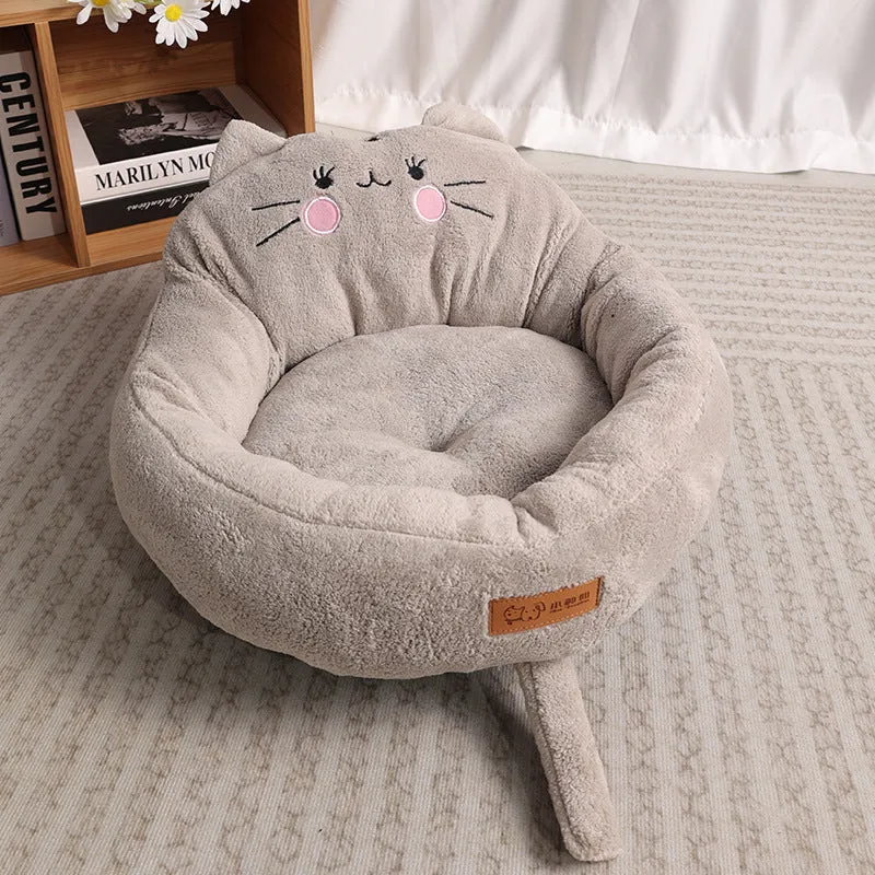 Cloth cat bed dog bed kennel 45x43x25cm in Cat Red colour on floor