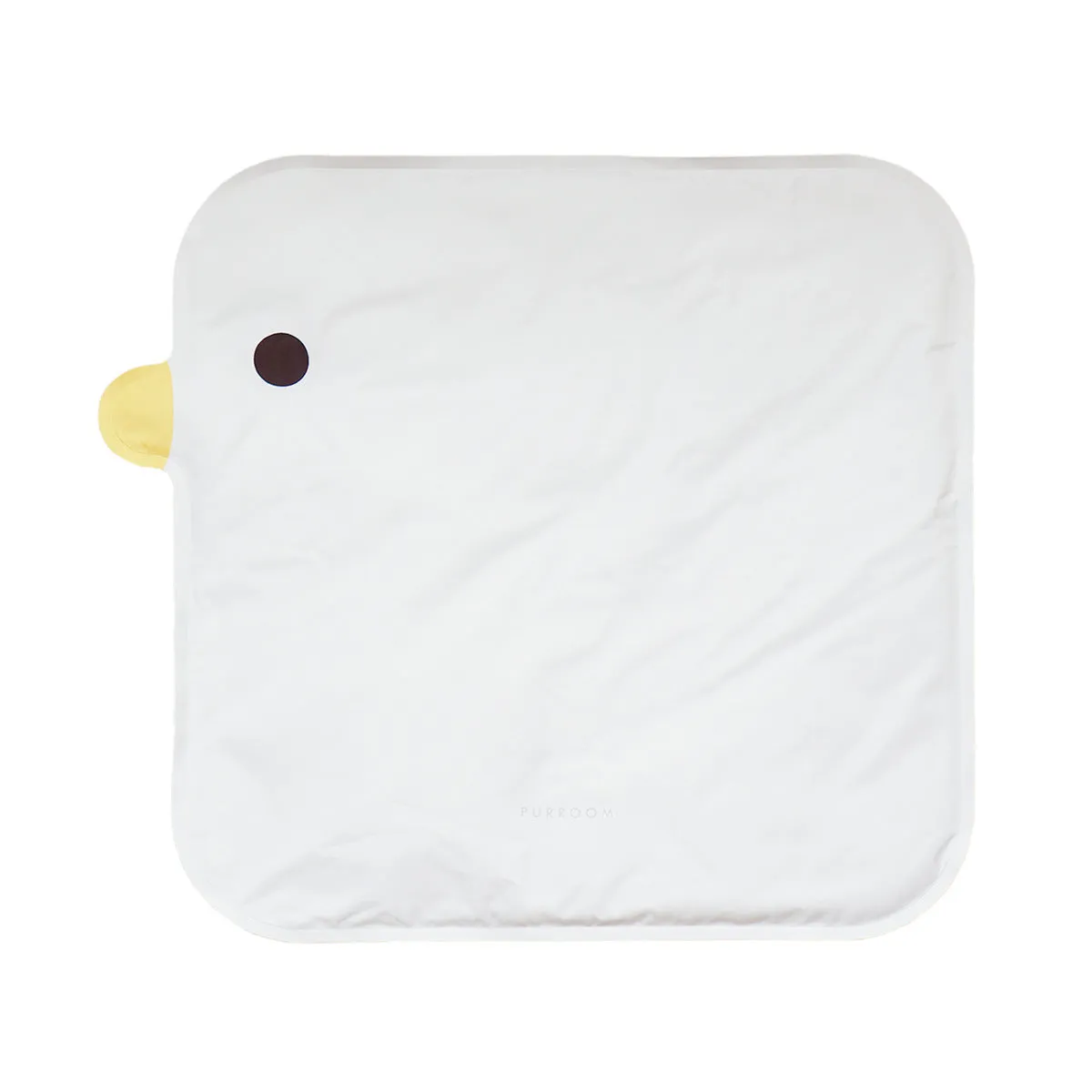 Washable chick-shaped pet cooling mat with non-stick surface next to an oval-shaped option.