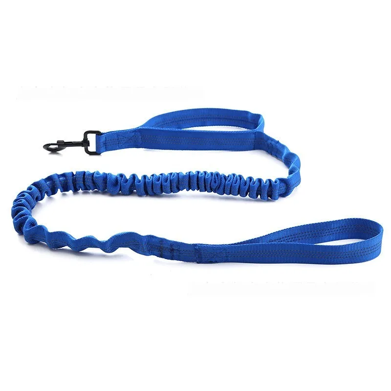 Dog retractable elastic reflective hand holding rope nylon lead in black with 100kg tension rating
