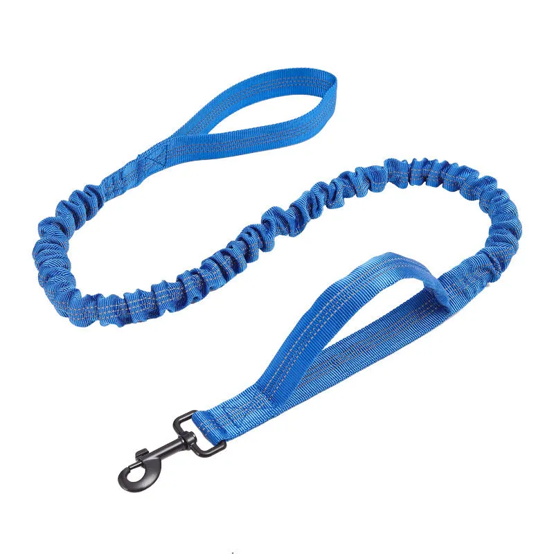 Dog retractable elastic reflective hand holding rope nylon lead in black with 100kg tension rating