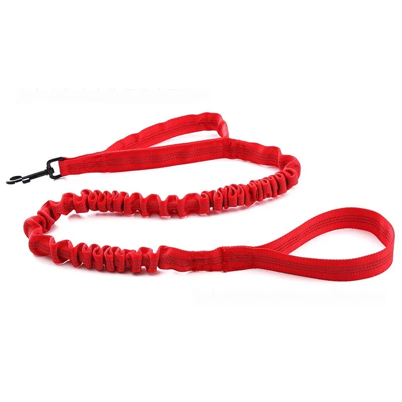 Dog retractable elastic reflective hand holding rope nylon lead in black with 100kg tension rating