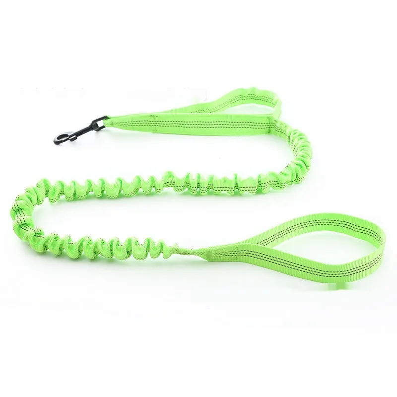 Dog retractable elastic reflective hand holding rope nylon lead in black with 100kg tension rating