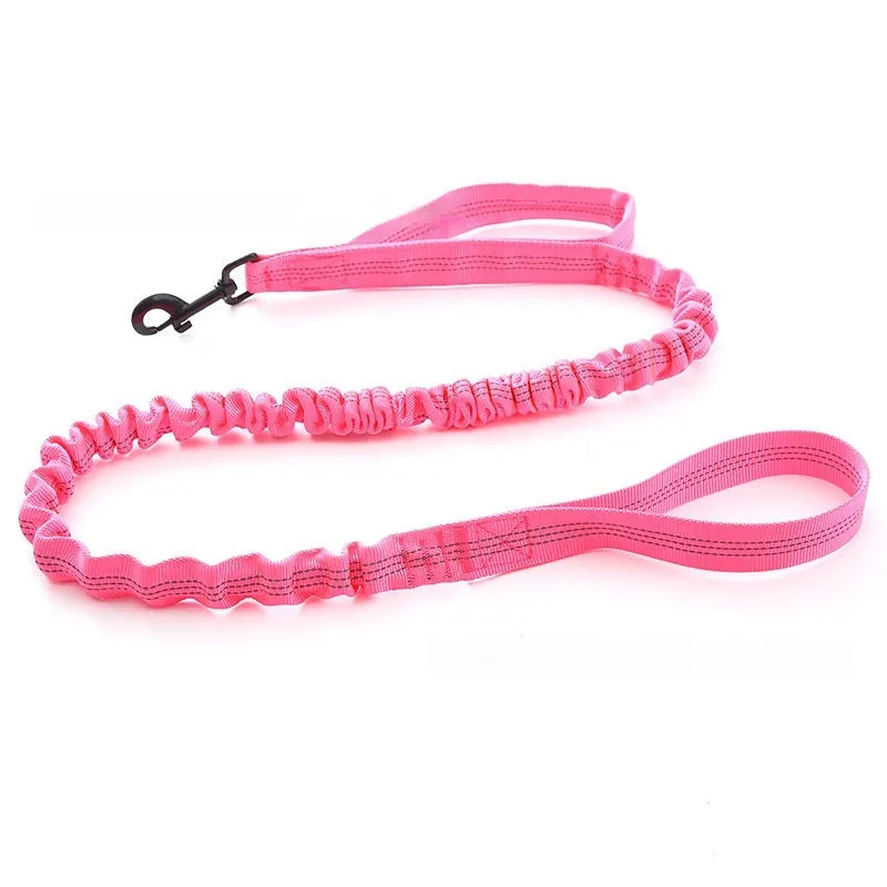 Dog retractable elastic reflective hand holding rope nylon lead in black with 100kg tension rating