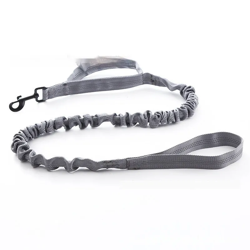 Dog retractable elastic reflective hand holding rope nylon lead in black with 100kg tension rating