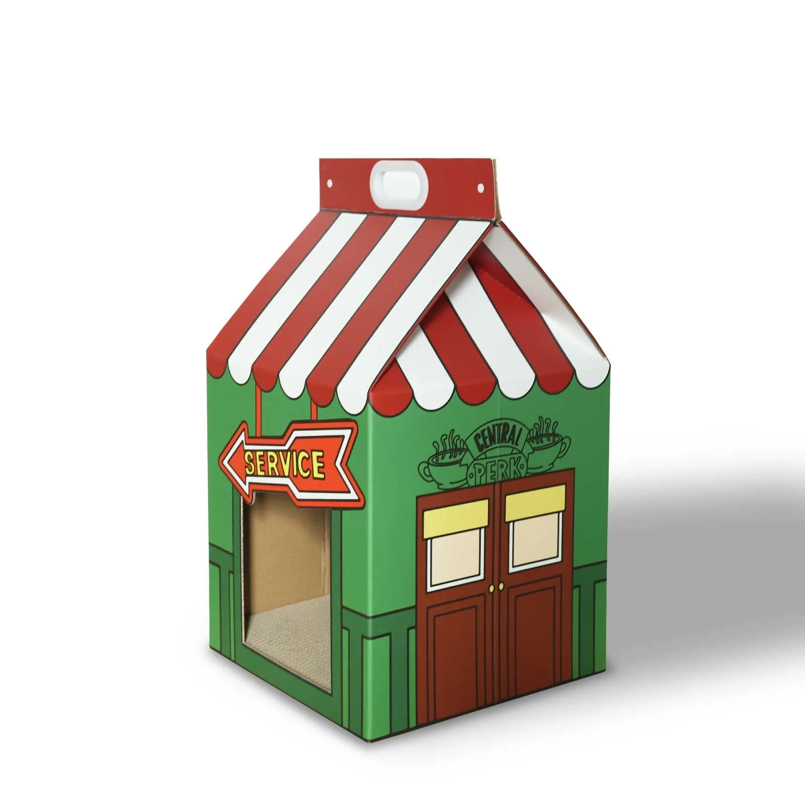 Central Perk theme cat house made from corrugated paper, 56cm height, for scratching and resting
