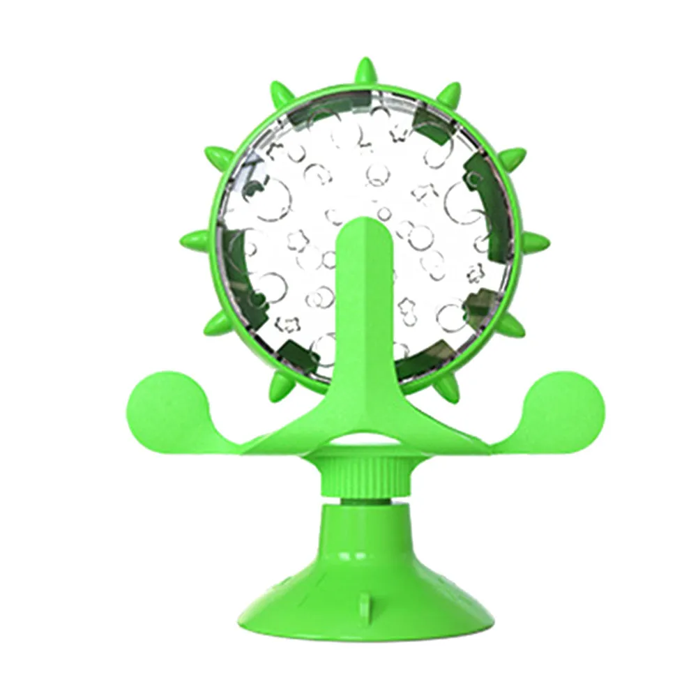 Pet cat toy money-making wheel slow food leaking device in blue with plastic pet food container