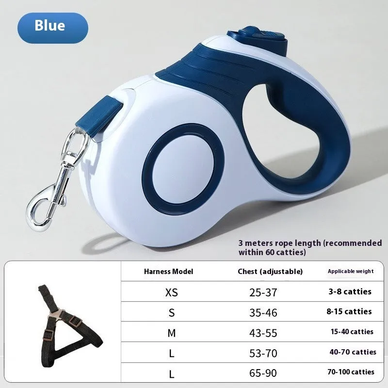 Blue 3 metre retractable dog leash with explosion-proof design for medium and large dogs made of PP and TPR