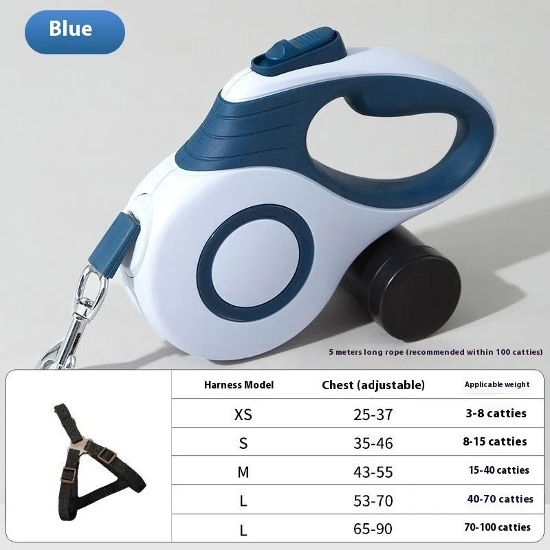 Blue 3 metre retractable dog leash with explosion-proof design for medium and large dogs made of PP and TPR