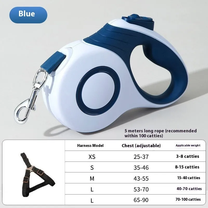 Blue 3 metre retractable dog leash with explosion-proof design for medium and large dogs made of PP and TPR