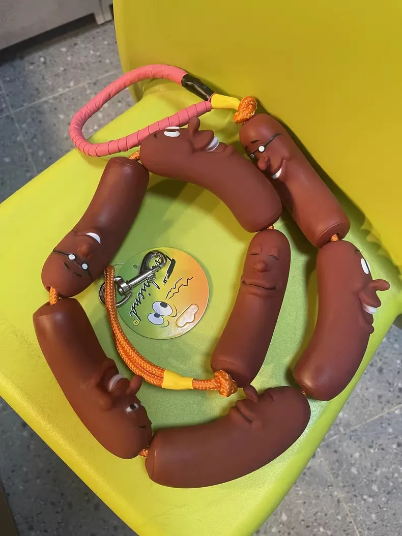 108cm thick rope dog traction chain lead with funny sausage design for small medium pets