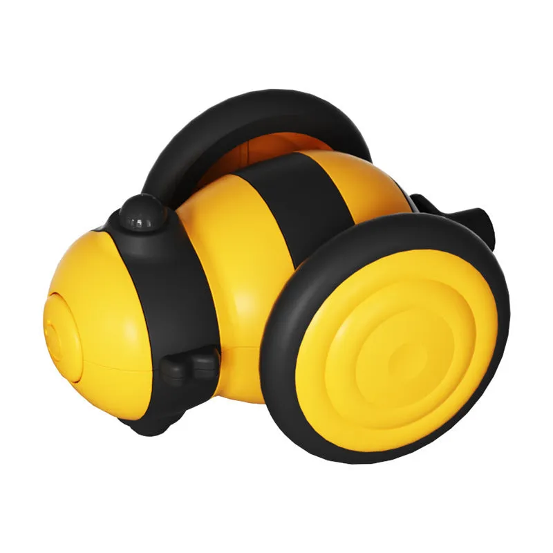 Electric cat toy with bee design on feather teaser wand showing automatic movement function