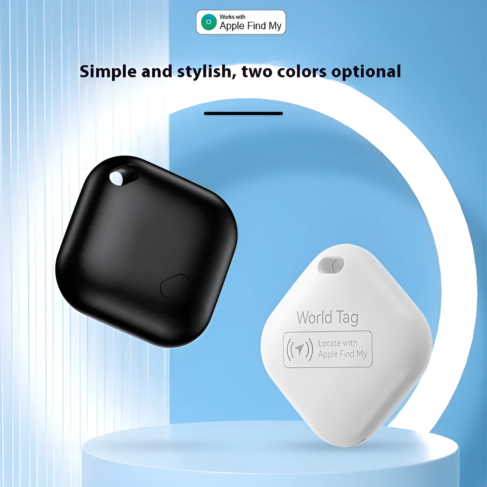 F02 pet tracking locator in black, 30x11mm, with lanyard, for Apple devices