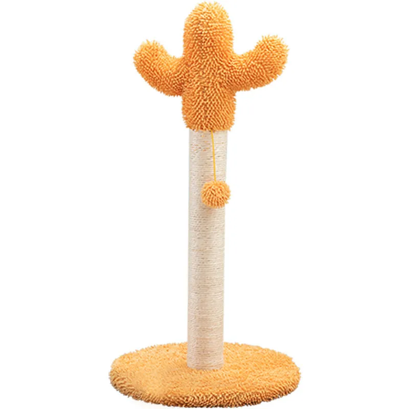 Plush cat scratching cactus tree toy with 68cm large section and 53cm small section