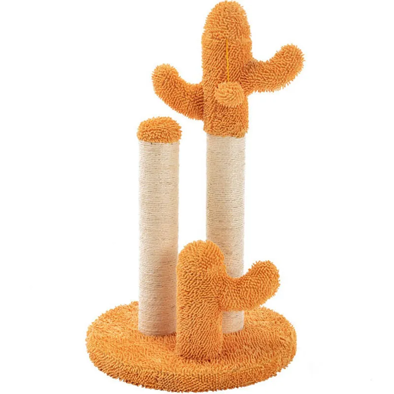 Plush cat scratching cactus tree toy with 68cm large section and 53cm small section