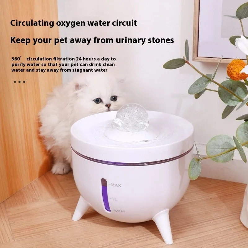 Crystal ball automatic circulating filter pet water dispenser 1800ml USB for cats