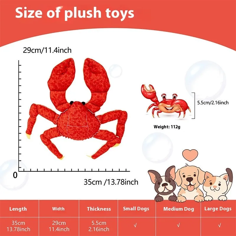 Plush squeaky pet toy in King Crab colour for interactive play with dogs and cats